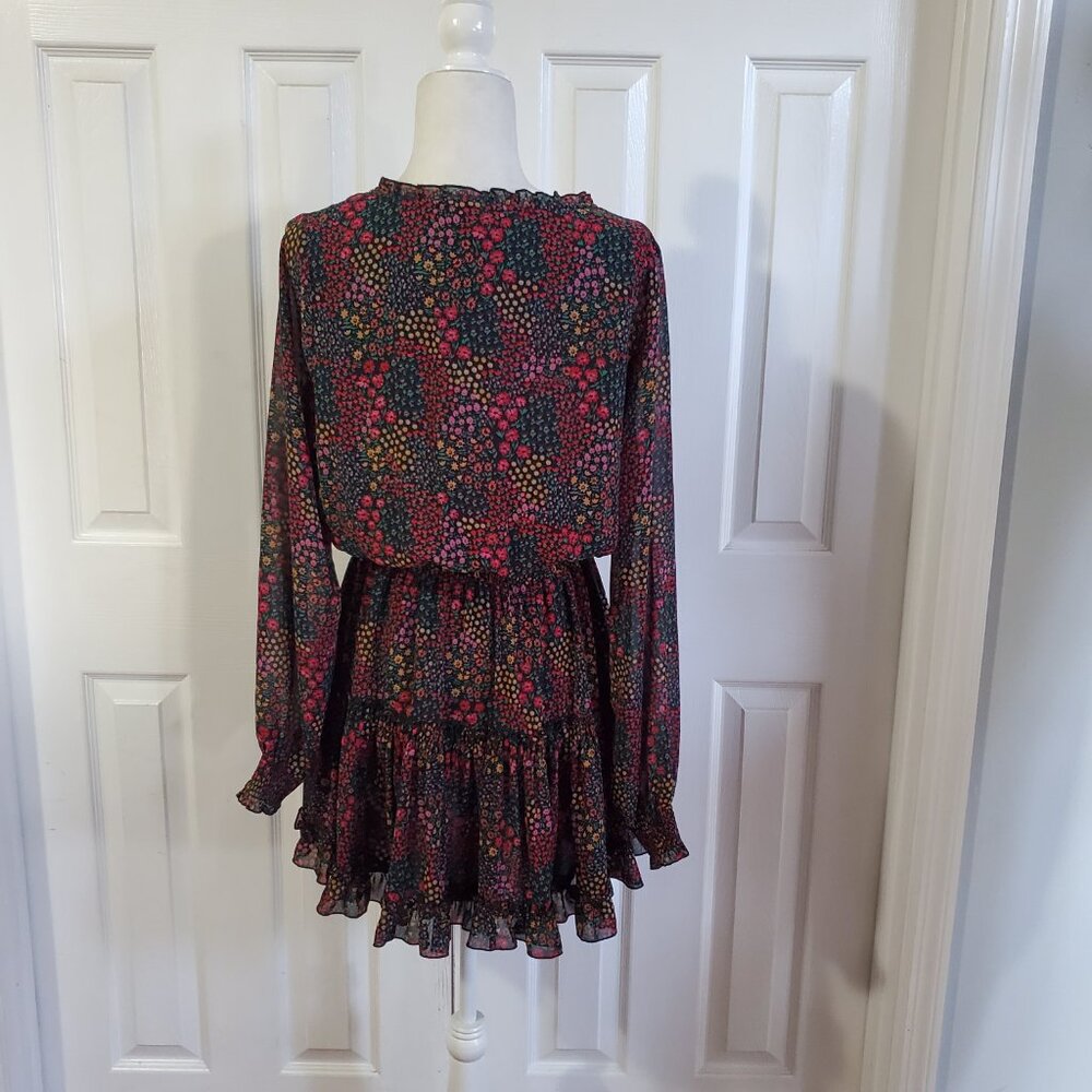 Apricot Floral Ruffle Mini Dress Size 8 | Boho Cottagecore - Picture 2 of 12